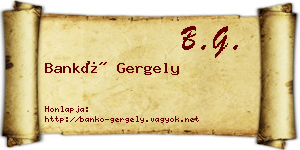 Bankó Gergely névjegykártya